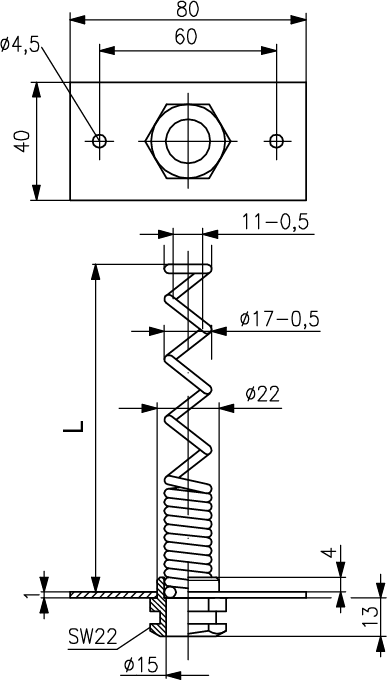 Schutzwendel, 120mm, Stahl vernickelt, Durchmesser InnenxAußen 10,5x17mm – Bild 2 von 2