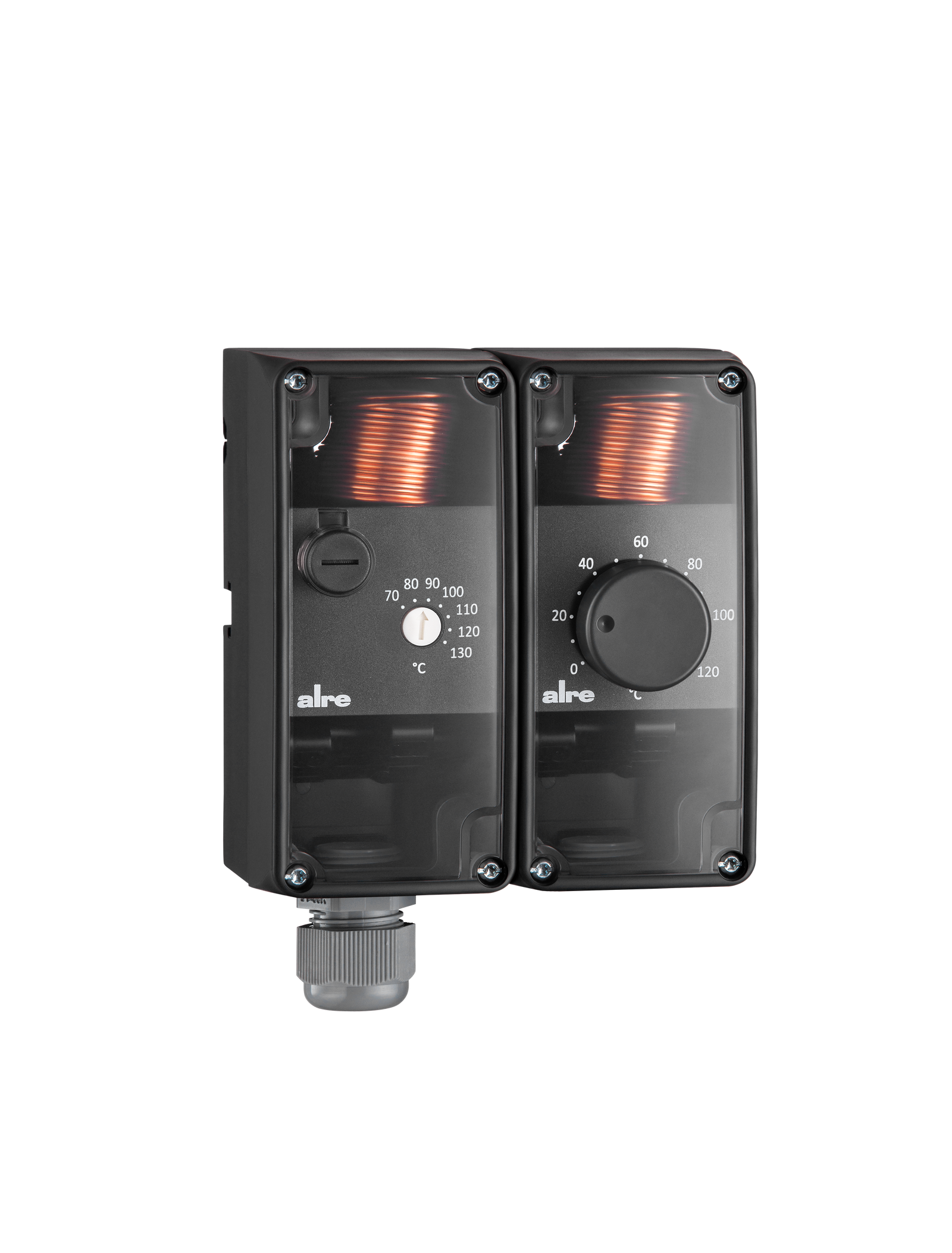 Universalkapillar-Doppelthermostat, TR 0…120°C, STB 70…130°C, Hysterese TR=3K STB=-10…-15K