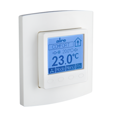 BACnet Raumregler, UP, 230VAC, alre-Rahmen, Abdeckung 50x50mm, reinweiß, glänzend