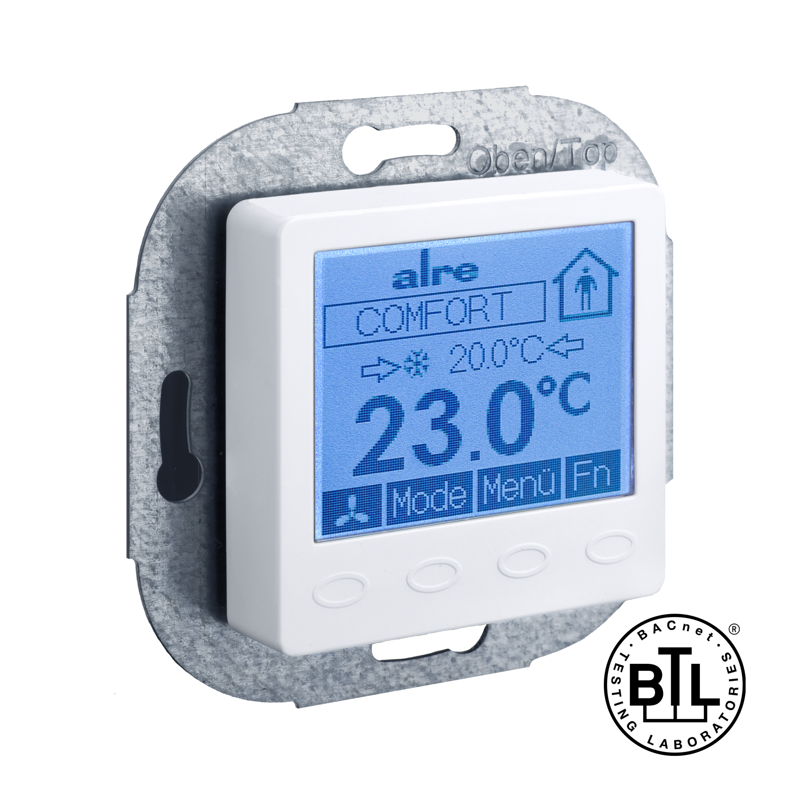 BACnet Raumregler, UP, 230VAC, Abdeckung 50x50mm, verkehrs-/studioweiß, glänzend