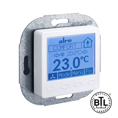 BACnet Raumregler, UP, 230VAC, Abdeckung 50x50mm, verkehrs-/studioweiß, glänzend