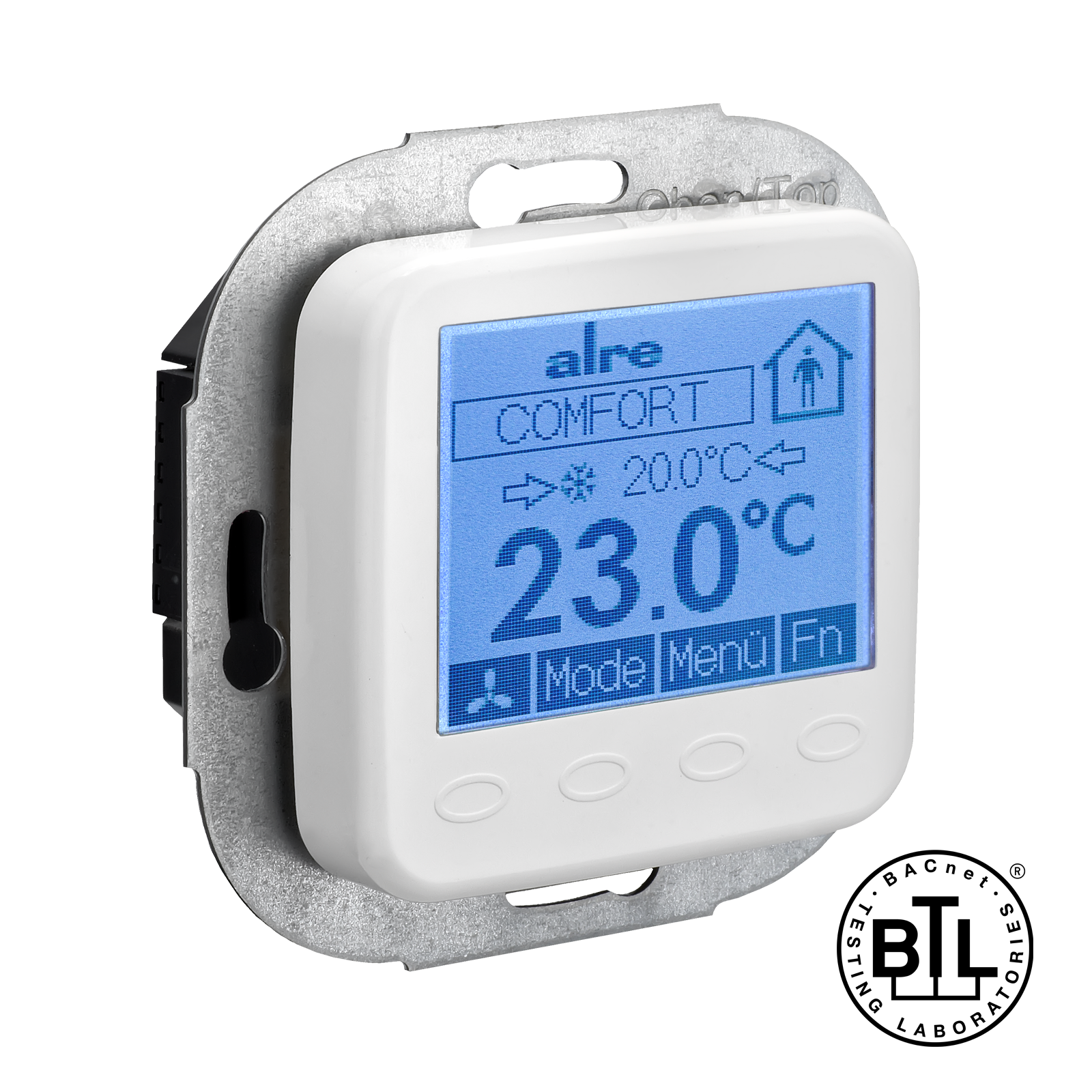 BACnet Raumregler, UP, 230VAC, Abdeckung passend zu BUSCH-JAEGER Reflex SI/SI Linear, reinweiß, glänzend