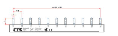 Phasenschiene, Eurovario, 3-polig, Steg, 10qmm