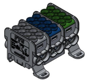 HLAK Deckelversion, 3-polig, 4 x 1,5 - 25 mm² je Pol, grau/blau/grün