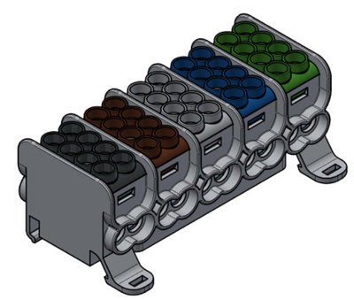 HLAK Deckelversion, 5-polig, 4 x 1,5 - 25 mm² je Pol, braun/schwarz/grau/blau/grün