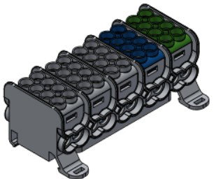 HLAK Deckelversion, 5-polig, 4 x 1,5 - 25 mm² je Pol, 3x grau/blau/grün