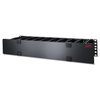 Horizontaler Kabelmanager, 2 HE x 6 Zoll tief, mit Bodenplatte für Kabelbinder, einseitig mit Abdeckung