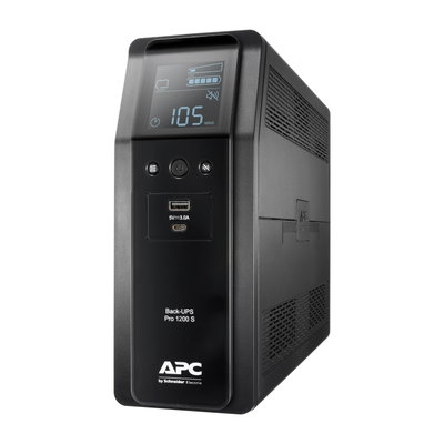 APC Back-UPS Pro 1200S, 1200 VA, 230 V, Sinuswelle, AVR, LCD, 8 IEC Ausgänge (2 mit Überspannungsschutz)