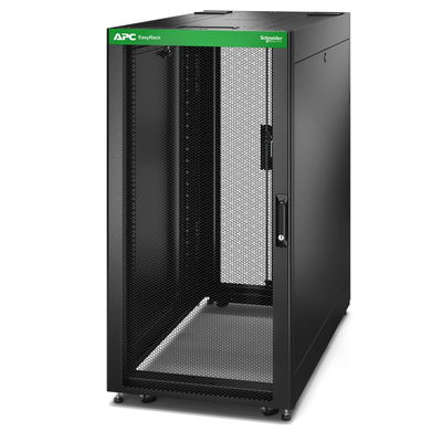 Easy Rack 600mm/24HE/1200mm mit Dach, Seitenwand, Rollen, Füßen und 4 Halterungen, ohne Boden, schwarz