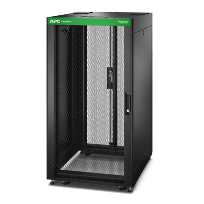 Easy Rack, 24 HE, Schwarz, mit Dach, Rollen, Füßen, 4 Halterungen und Seitenwänden, ohne Boden, 1198 H x 600 B x 800 T mm