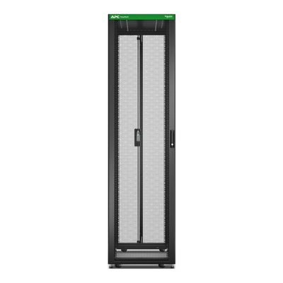 Easy Rack 600mm/48HE/1000mm mit Dach, Rollen, Füßen und 4 Halterungen, ohne Seitenteile, Boden, schwarz