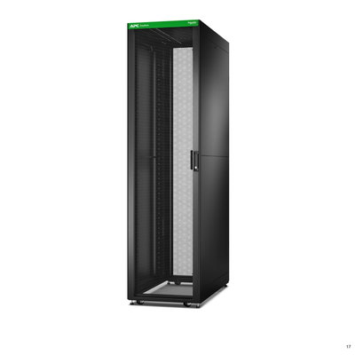 Easy Rack 600mm/48HE/1200mm mit Dach, Seitenwand, Rollen, Füßen und 4 Halterungen, ohne Boden, schwarz