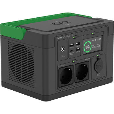 Schneider tragbare OffGrid Powerstation 330, 230V, 332Wh Lithium-Ionen, LCD, 2 Schuko Ausgänge, Sinuswelle, 3 USB-A, 1 USB-C, kabelloses Ladegerät