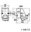 Wandsteckdose 16A 3p 230V 6h, IP44