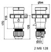 Stecker TLS mit MULTI-GRIP Verschraubung 32A 4p 380 und 440V 3h, IP67