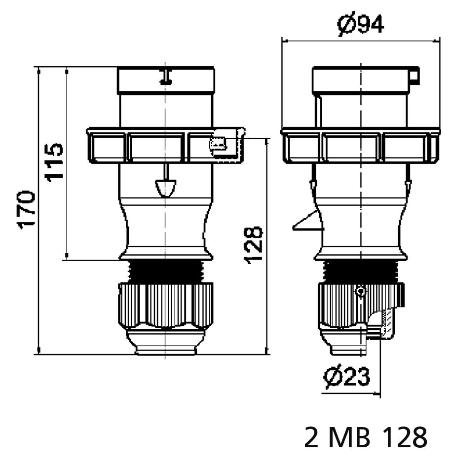 Stecker TLS mit MULTI-GRIP Verschraubung 32A 4p 380 und 440V 3h, IP67 – Bild 3 von 3