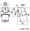 Wandgerätestecker 16A 3p 230V 6h, IP44