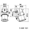 Wandgerätestecker 16A 3p 230V 6h, IP44
