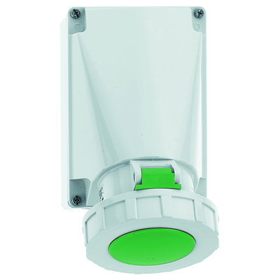 Wandsteckdose 63A 5p >50V grün 100-300Hz 10h, IP67
