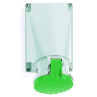 Wandsteckdose 63A 5p >50V grün 100-300Hz 10h, IP44