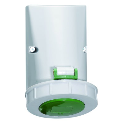 Wandsteckdose 32A 4p >50V grün >300-500Hz 2h, IP67
