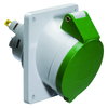 Anbausteckdose Quick-Connect geneigt 16A 4p >50V grün 100-300Hz 10h, IP44