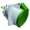Anbausteckdose Quick-Connect geneigt 16A 3p >50V grün 100-300Hz 10h, IP44