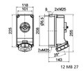 Wandsteckdose TE abschaltbar, verriegelt 32A 4p 380 und 440V 3h, IP67