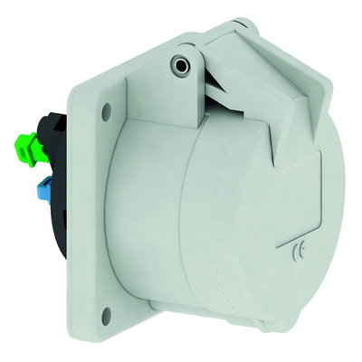 Anbausteckdose Quick-Connect TE gerade 16A 5p >50V grau 1h, IP44
