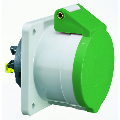 Anbausteckdose Quick-Connect gerade 16A 4p >50V grün 100-300Hz 10h, IP44