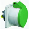 Anbausteckdose Quick-Connect gerade 16A 5p >50V grün >300-500Hz 2h, IP44