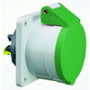 Anbausteckdose Quick-Connect gerade 32A 4p >50V grün 100-300Hz 10h, IP44