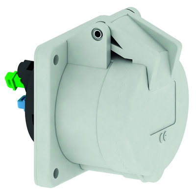 Anbausteckdose Quick-Connect TE gerade 32A 5p >50V grau 1h, IP44