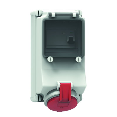 Wandsteckdose Quick-Connect TE, abgesichert 32A 5p 400V 6h, IP44