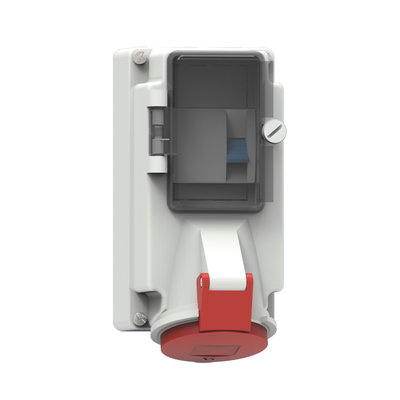 Wandsteckdose Quick-Connect TE, abgesichert 16A 5p 400V 6h, IP44