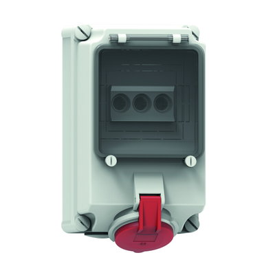 Wandsteckdose abgesichert 32A 5p 400V 6h, IP44