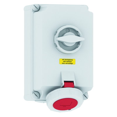 Wandsteckdose TE abschaltbar, verriegelt 32A 7p 400V 6h, IP67
