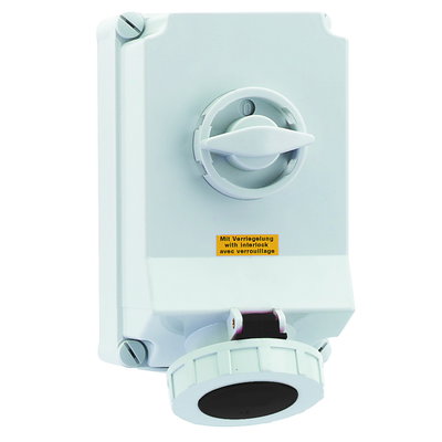 Wandsteckdose TE abschaltbar, verriegelt 63A 5p 500V 7h, IP67