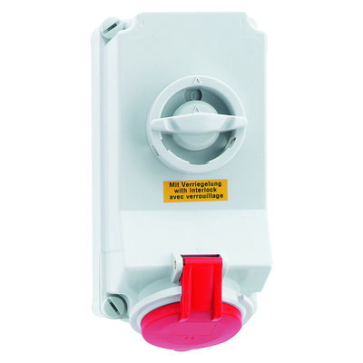 Wandsteckdose TE abschaltbar, verriegelt 16A 5p 400V 6h, IP44