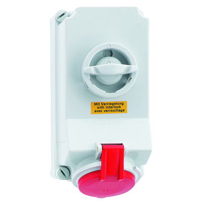 Wandsteckdose TE abschaltbar, verriegelt 32A 5p 400V 6h, IP44