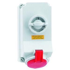 Wandsteckdose TE abschaltbar, verriegelt 32A 5p 400V 6h, IP44 – Bild 2 von 3