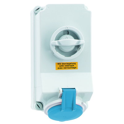 Wandsteckdose TE abschaltbar, verriegelt 16A 4p 230V 9h, IP44