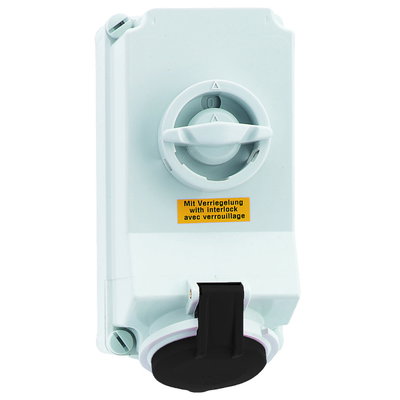 Wandsteckdose abschaltbar, verriegelt 32A 4p 500V 7h, IP44