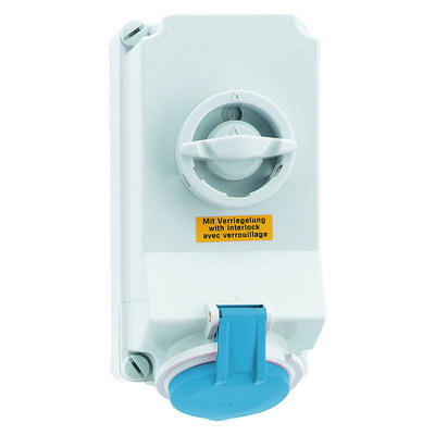Wandsteckdose TE abschaltbar, verriegelt 32A 3p 230V 6h, IP44