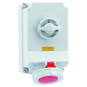 Wandsteckdose TE abschaltbar, verriegelt 63A 4p 400V 6h, IP67 – Bild 2 von 3