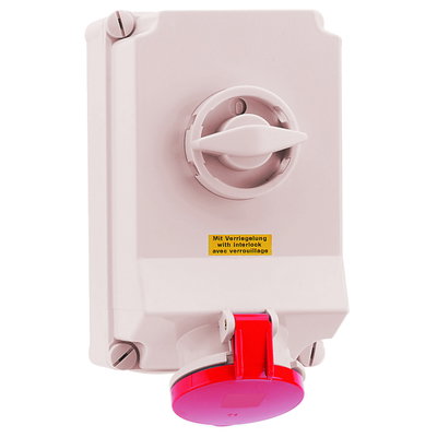 Wandsteckdose TE abschaltbar, verriegelt 63A 5p 400V 6h, IP44