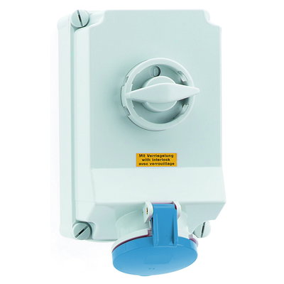 Wandsteckdose TE abschaltbar, verriegelt 63A 4p 230V 9h, IP44