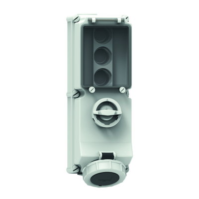 Wandsteckdose TE abschaltbar, verriegelt, abgesichert 16A 4p 500V 7h, IP67