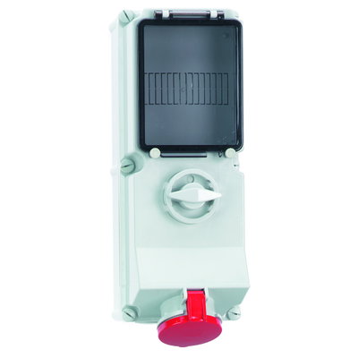 Wandsteckdose TE abschaltbar, abgesichert 63A 5p 400V 6h, IP44