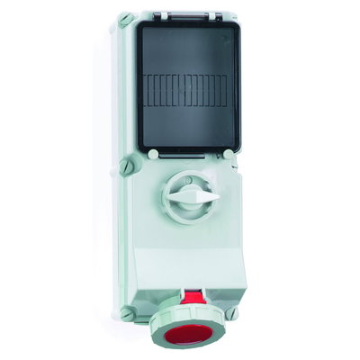 Wandsteckdose TE abschaltbar, abgesichert 63A 5p 400V 6h, IP67